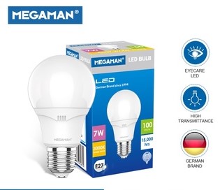 MEGAMAN 7 WATT 6500K 170~240V (1 PACK ISI 4 PCS) - Hiro Electronics